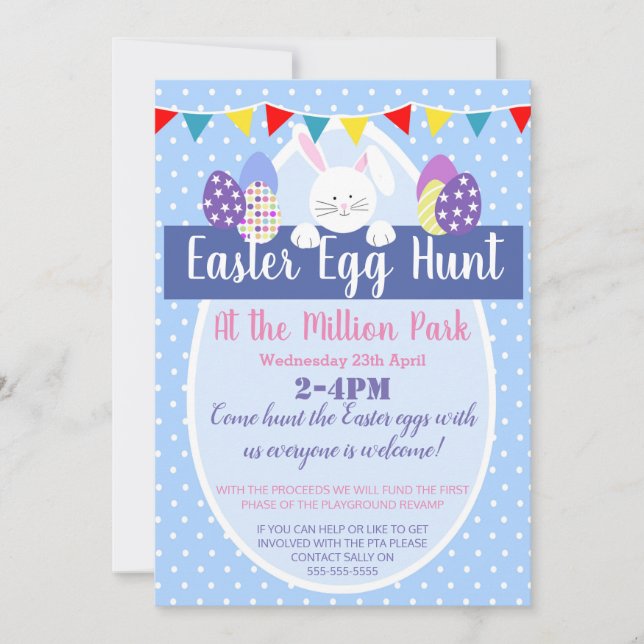 Convites o partido da páscoa da caça do ovo da páscoa (Frente)