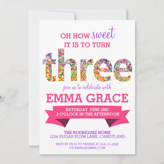 Convites O partido de aniversário de 3 anos do tema dos (Frente)