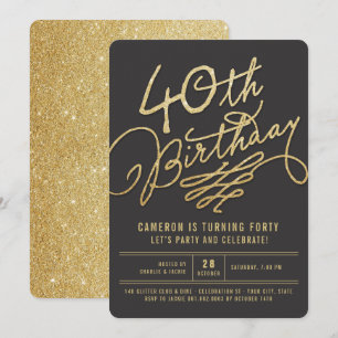 Convites O partido de aniversário de 40 anos adulto Glam d