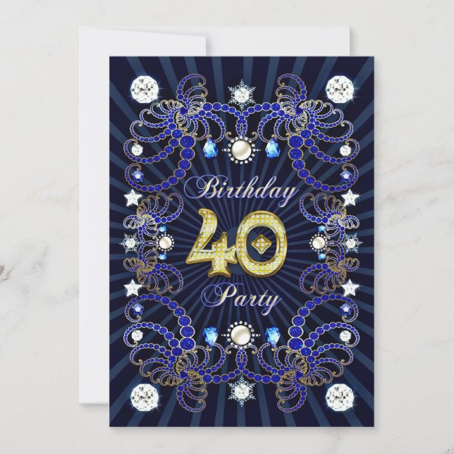 Convites O partido de aniversário de 40 anos convida com (Frente)