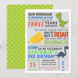 Convites O partido de aniversário de criança do dinossaur