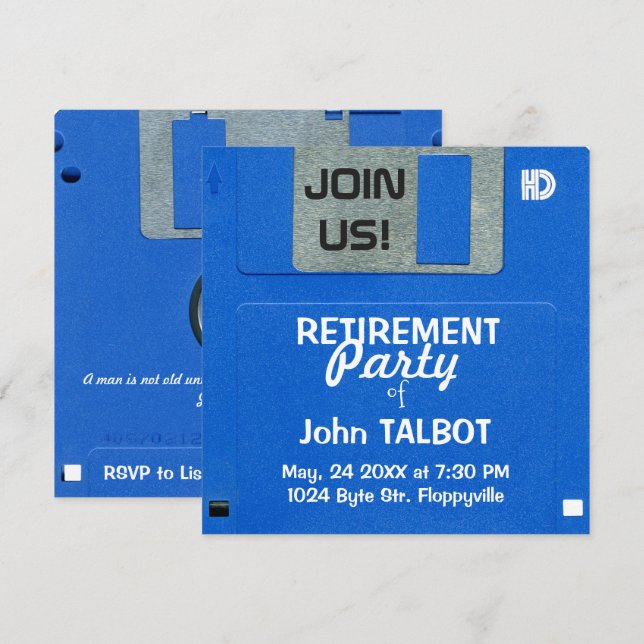 Convites O partido de aposentadoria de disco flexível retro (Frente/Verso)
