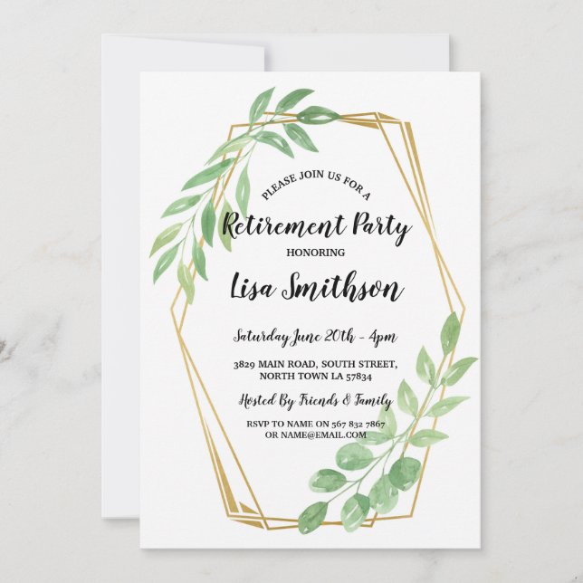 Convites O partido de aposentadoria sae do verão Dourado do (Frente)