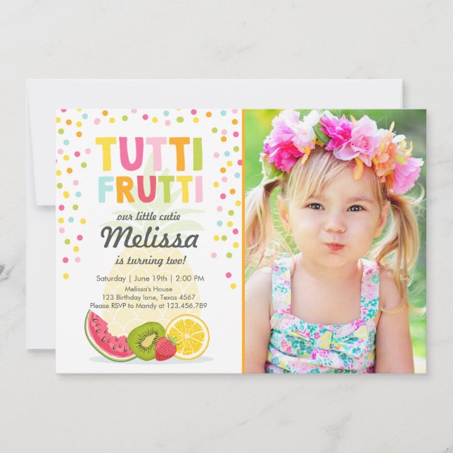 Convites O partido do frutti de Tutti convida o aniversário (Frente)