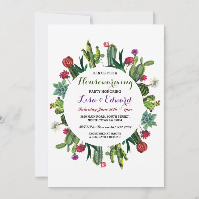 Convites O partido do Housewarming do cacto convida a casa (Frente)