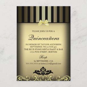 Convites O partido elegante Dourado de Quinceañera da