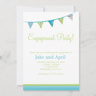 Convites O partido embandeira a festa de noivado - verde &