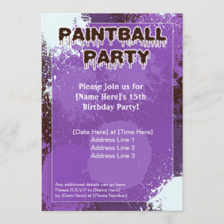 Convites O partido roxo do Paintball convida