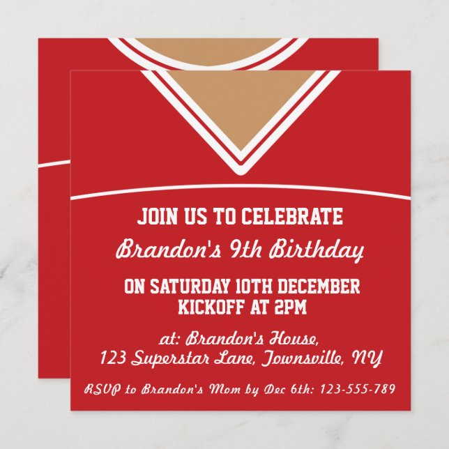 Convites O partido temático do jérsei do futebol convida o (Frente/Verso)