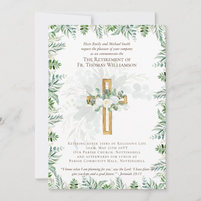 Convites O Pastor Padre Deacon Ministro Retirement Convida (Frente)