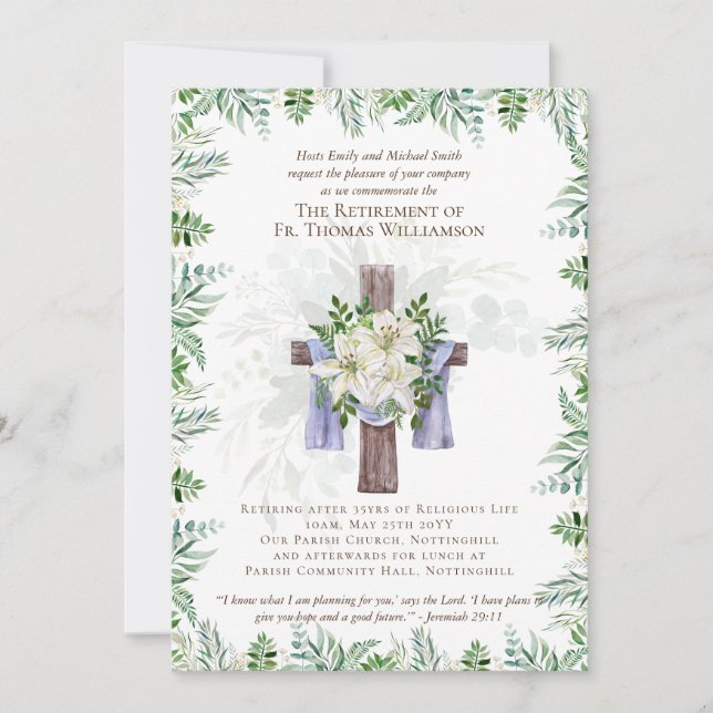 Convites O Pastor Padre Deacon Ministro Retirement Convida (Frente)