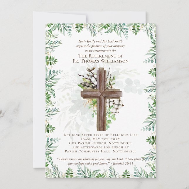 Convites O Pastor Padre Deacon Ministro Retirement Convida (Frente)