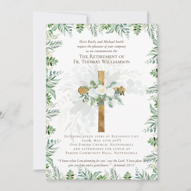 Convites O Pastor Padre Deacon Ministro Retirement Convida (Frente)