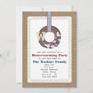 Convites O Patriótico Burlap Inspirado no Aquecimento Dom