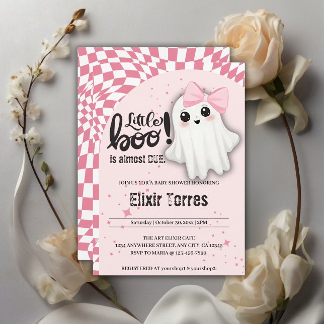 Convites O Pequeno Boo Fantasma Rosa está prestes a ser Chá (Criador carregado)