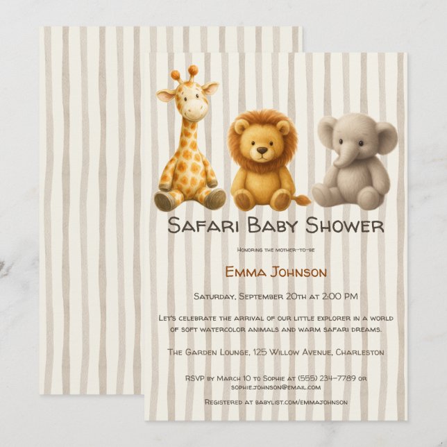 Convites O Pequeno Explorador | Chá de Bebê dos Amigos Safa (Frente/Verso)