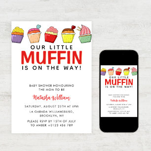 Convites O pequeno muffin está a caminho do chá de fraldas