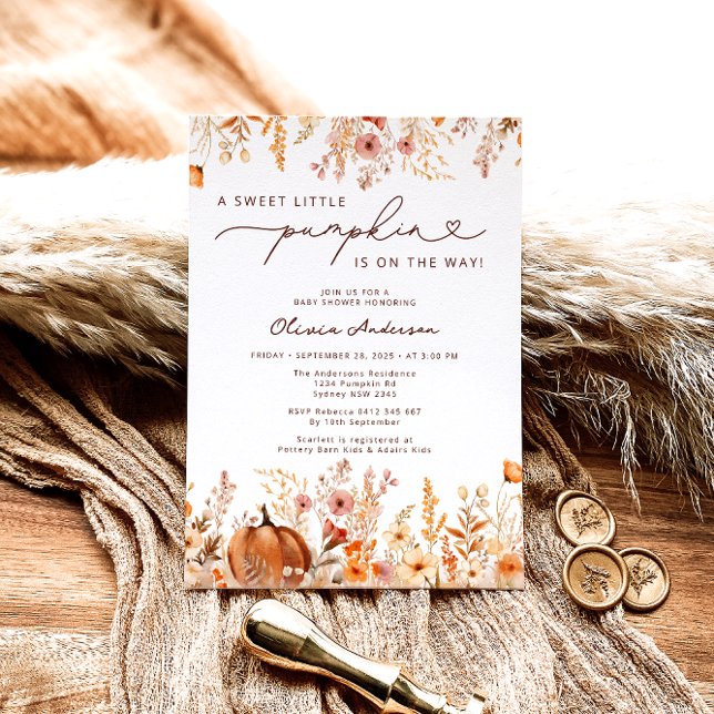 Convites O Pequeno Pumpkin está no caminho do Chá de fralda (Criador carregado)