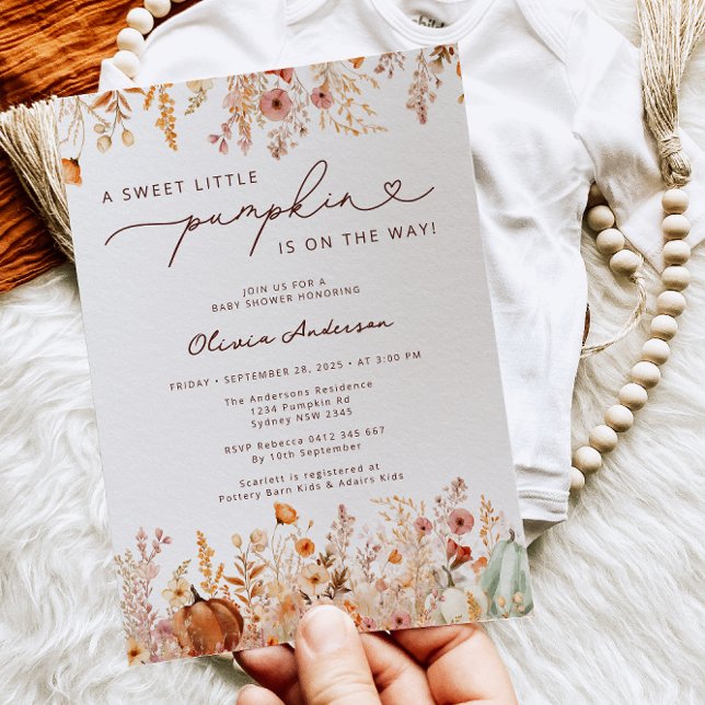 Convites O Pequeno Pumpkin está no caminho do Chá de fralda (Criador carregado)