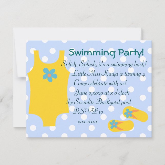 Convites O Pequeno Swimsiut Amarelo (Frente)