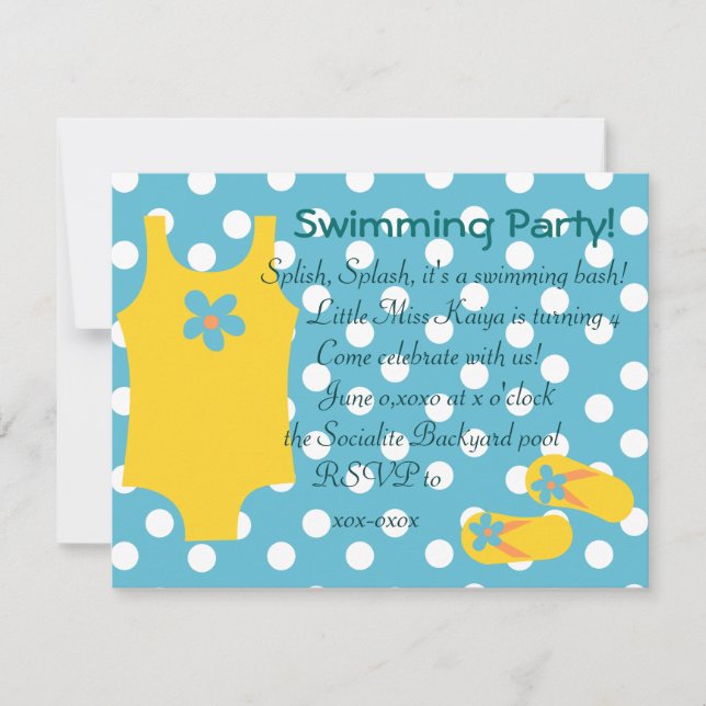 Convites O Pequeno Swimsiut Amarelo (Frente)