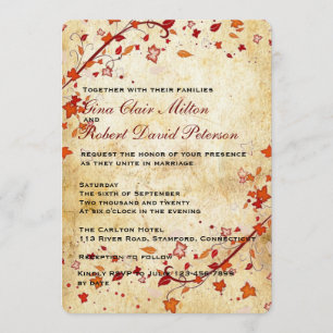 Convites O pergaminho roda casamento outono do vintage das