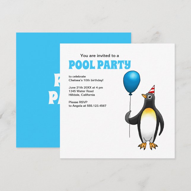 Convites O Pinguim da Festa (Frente/Verso)