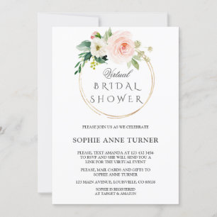 Convites O Pink Blush Flor Chá de panela Virtual Por Correi