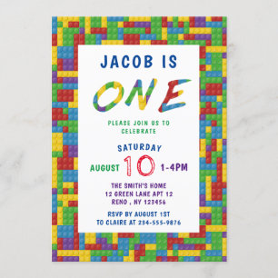 Convites O plástico colorido obstrui o primeiro aniversário