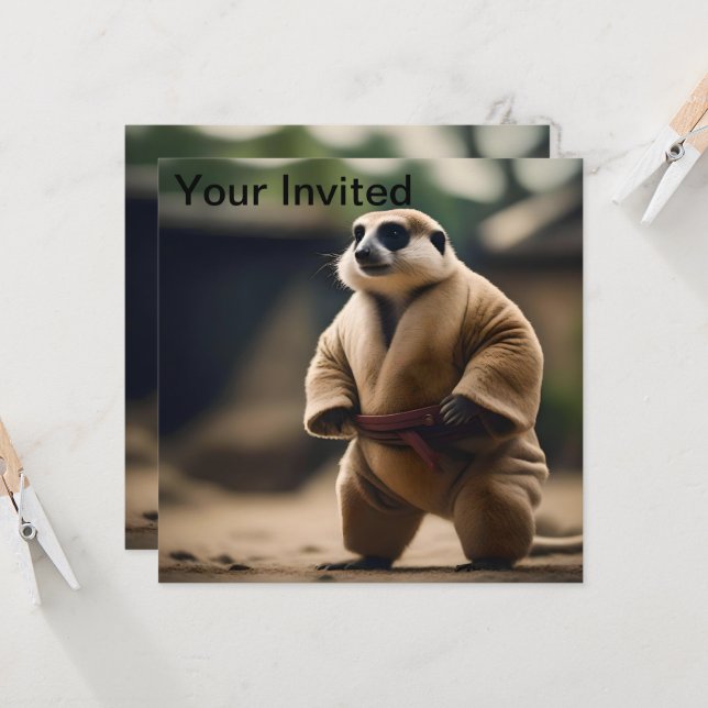 Convites O poderoso Meerkat: Sumo Showdown, (Frente/Verso In Situ)