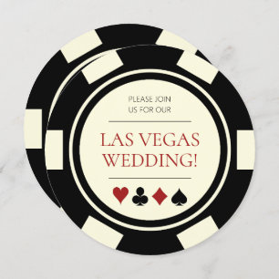 Convites O Poker Chip Black Cream White Em Las Vegas