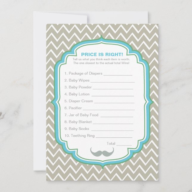 Convites O preço do bigode azul e verde está certo (Frente)