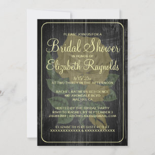 Convites O preto & o chá de panela floral rústico Dourado