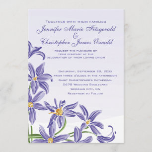 Convites O primavera roxo da aguarela floresce o casamento