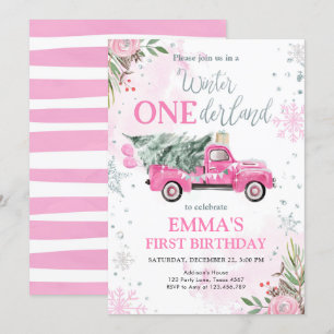 Convites O Primeiro Aniversário da Garota Pink de Onederla