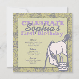 Convites O primeiro aniversário da Lavanda Pony Girl