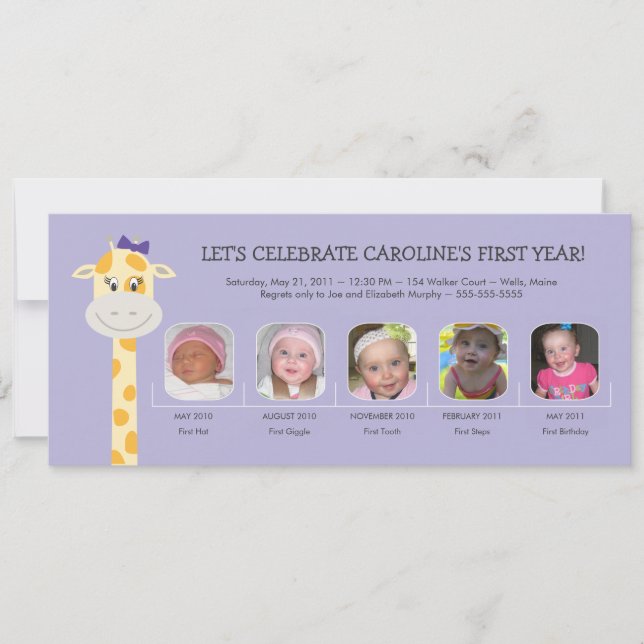 Convites O Primeiro Aniversário da Menina (Frente)