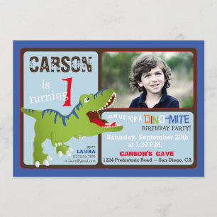 Convites O primeiro aniversário do dinossauro verde de