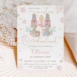 Convites O primeiro aniversario Nutcracker Winter Onederlan<br><div class="desc">Personalize este doce convite de aniversário cor-de-rosa de inverno one derland com os detalhes do seu partido de forma fácil e rápida, basta pressionar o botão personalizá-lo para reorganizar e formatar o estilo e a colocação do texto. Apresentando personagens brancos do quebra-cabeça em cores doces pastel. Perfeito para o primeiro...</div>