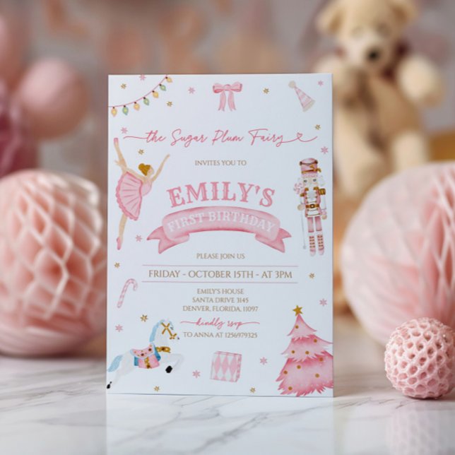 Convites O primeiro aniversario Nutcracker Winter Onederlan (Criador carregado)