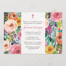 Convites O primeiro comunhão floral moderno personalizado