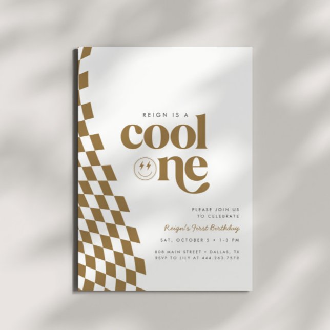 Convites O Primeiro Verificador Dourado de Aniversário do l (Criador carregado)