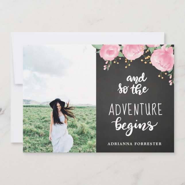 Convites O quadro a aventura começa a foto graduada de | (Frente)