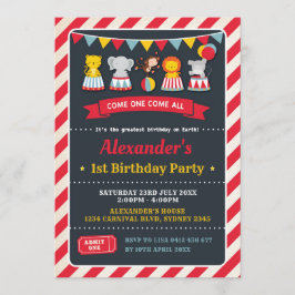 Convites O quadro do aniversário dos animais de circo do