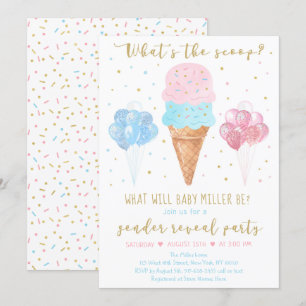 Convites O que é a Revelação de Gênero do Sorvete Azul 