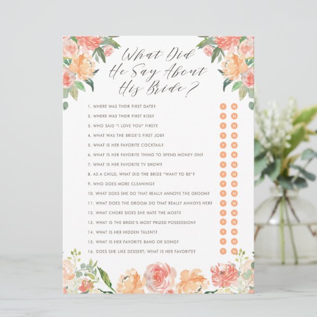 Convites O que ele disse sobre seu Jogo de Chá da Noiva? (Em pé/Frente)