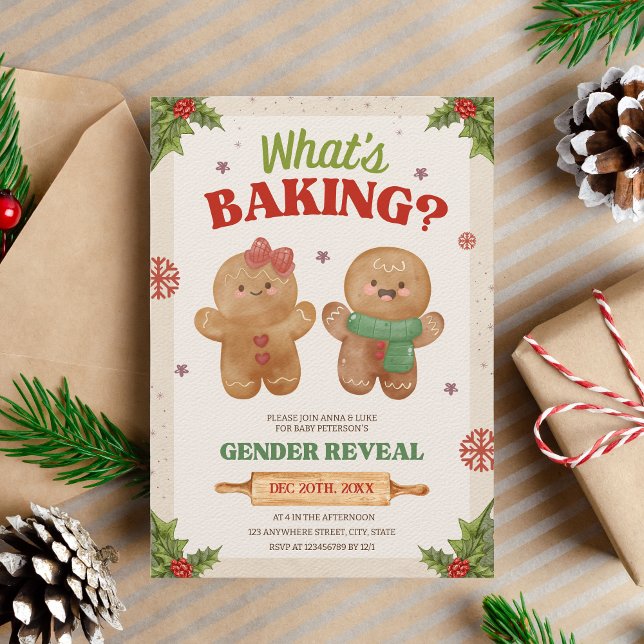 Convites O que está assando o Natal - Reveal Gingerpão (What's baking)