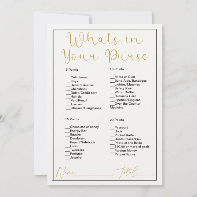 Convites O que há no Chá de panela branco da bolsa (Frente)