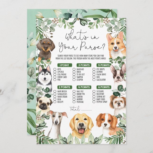 Convites O que há no seu jogo de Chá de fraldas de porco (Frente/Verso)