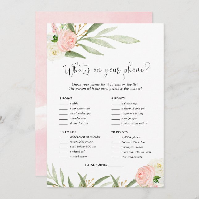 Convites O que há no seu telefone, chá de fraldas de noiva  (Frente/Verso)